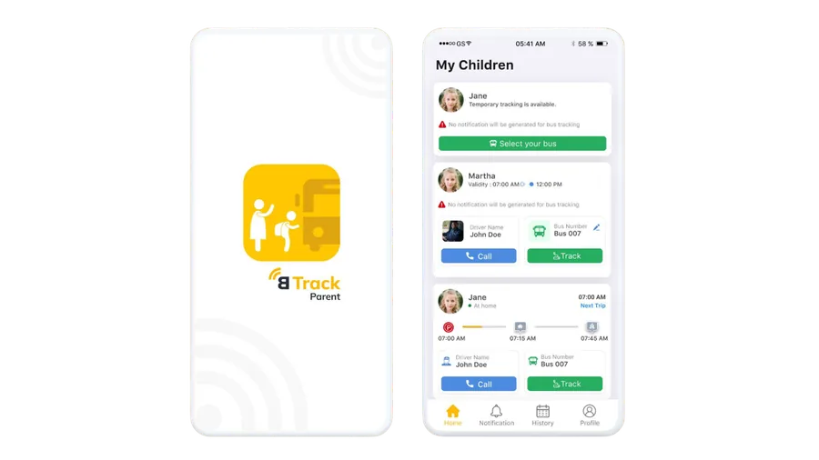 The mobile app listing vehicles and their status
