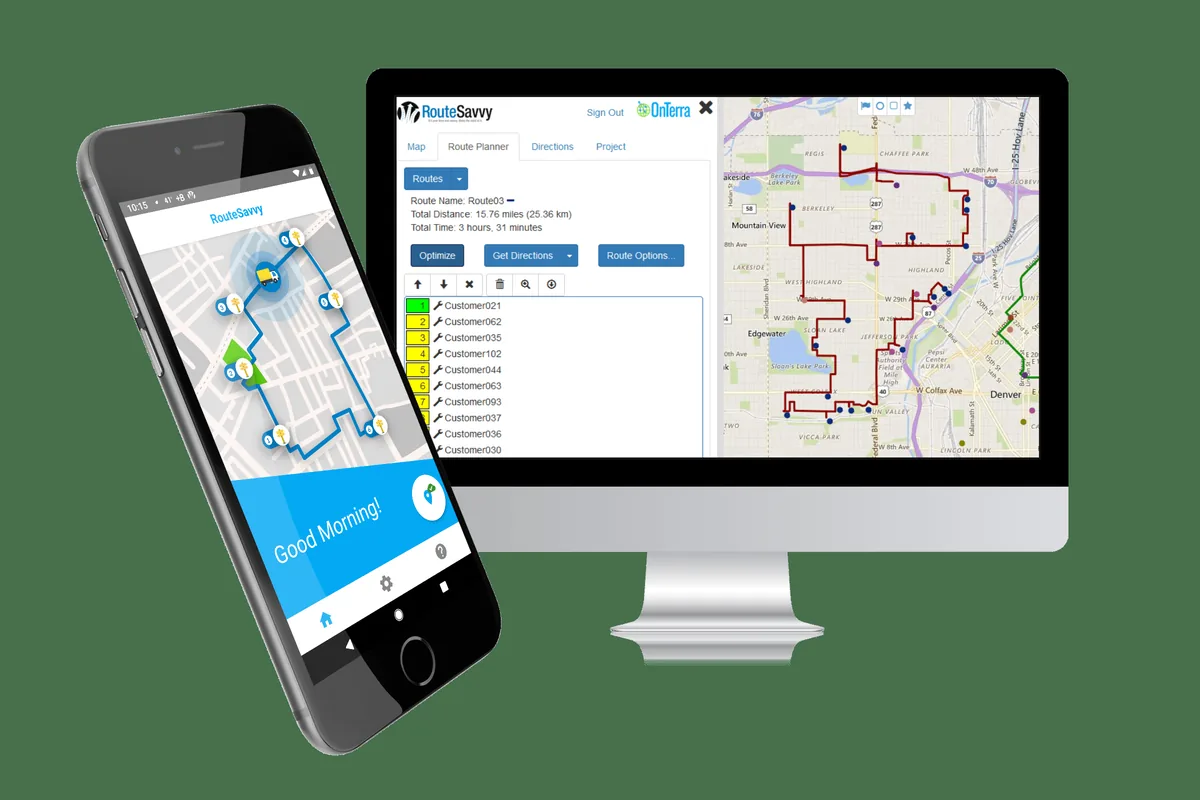 The tracking portal open on a desktop and a phone
